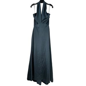 Amsale Women's Crepe Nidhi V-neck A-line Halter Bridesmaid Maxi‎ Dress Size 2